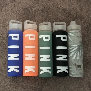 Vs pink glass water bottles